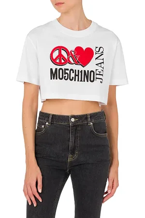Moschino Cropped Peace & Love Logo T-shirt White