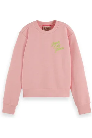 Scotch&Soda Girls Relaxed-fit Chest Artwork Sweatshirt Pink Melange