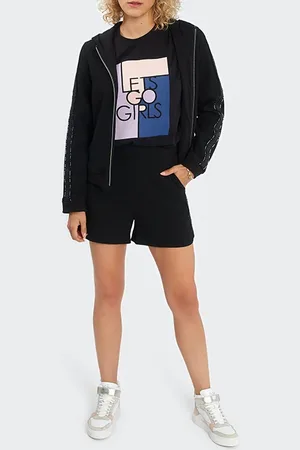 ICODE Black Waffle-knit Shorts With Letter Bands