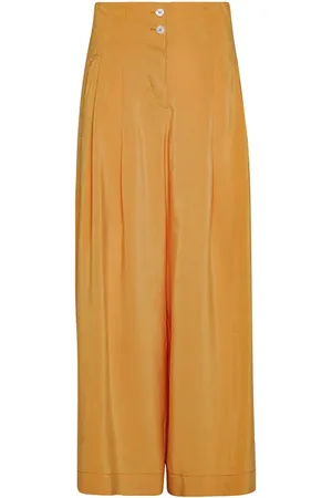 FORTE FORTE Forte Forte Slubbed Viscose Linen High Waist Braided Pants Honey