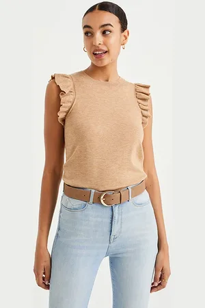 WE Fashion Knitted Pullover Beige