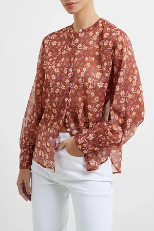 French Connection Cecila Recycled Hallie Crinkle Shirt Honey Bronze