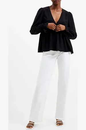 French Connection Crepe Light V Neck Top Black