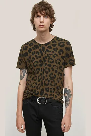 John Varvatos Ss Raw Edge Tee - Cheetah All Over Print Soil