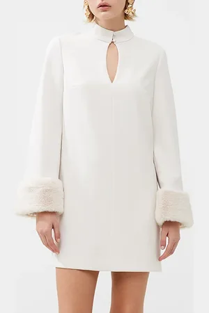 French Connection Whisper Ruth Slv Detail Dress White