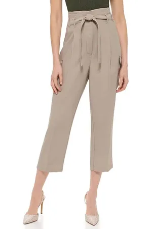 DKNY Tie High Waist Taper City Khaki