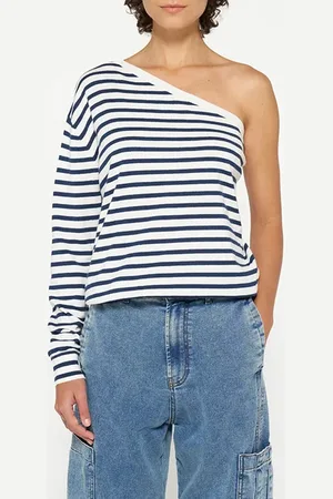 10 days One Shoulder Knit Top Ecru/night Sky