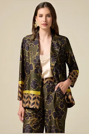 Oltre Patterned Satin Blazer Green