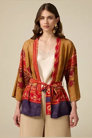 Oltre Viscose Kimono Jacket Yellow