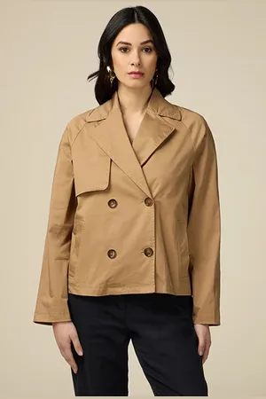 Oltre Short Cotton Double-breasted Trench Coat Natural