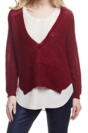 Guess GUESS Sweater V Neck Mohair Bet On Pink