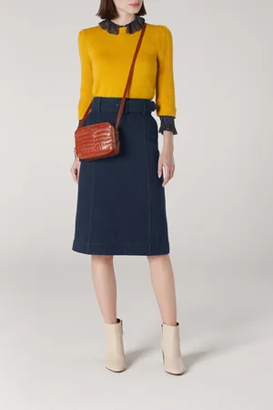 LK Bennett Suki Midi Skirt Indigo