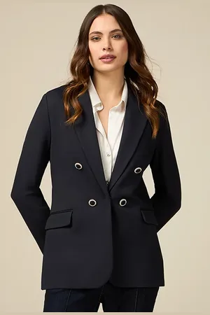Oltre Milano-stitch Blazer With Jewel Buttons Blue