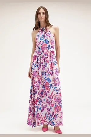 Motivi Floral Pattern Halterneck Dress Red