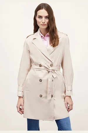 Motivi Short Double-breasted Trench Coat Beige