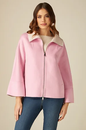 Oltre Wool Blend Cloth Cape Pink