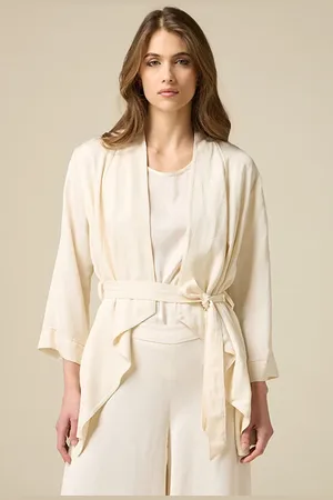 Oltre Flowing Fabric Kimono Jacket White