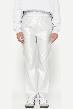 10 days Flared Pants Leatherlook Silver