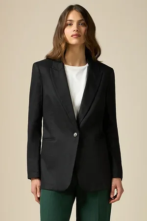 Oltre Linen Blend Blazer Black