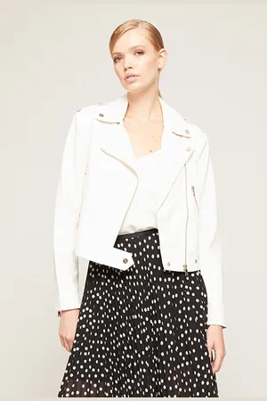 Motivi Faux Leather Biker Jacket White
