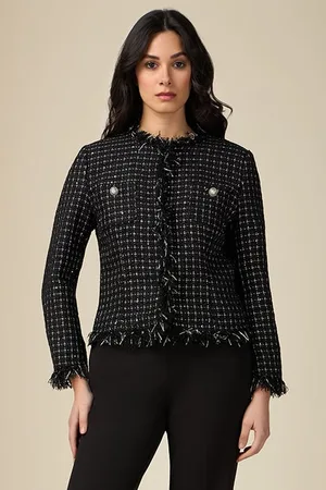 Oltre Tweed Boxy Jacket Black