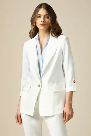 Oltre Viscose Twill Blazer White