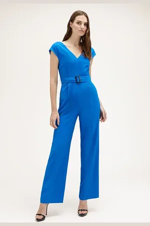 Motivi Flowing Long Jumpsuit With Belt Blue