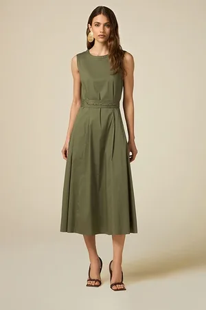 Oltre Long Dress With Jewel Belt Green
