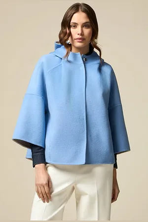 Oltre Wool Blend Cloth Cape Blue