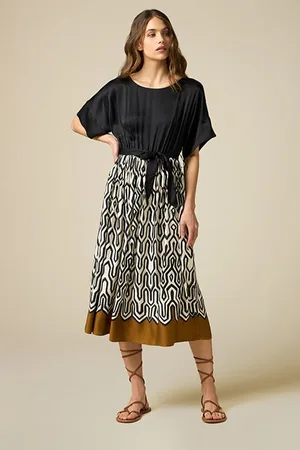 Oltre Dress With Ethnic Skirt White