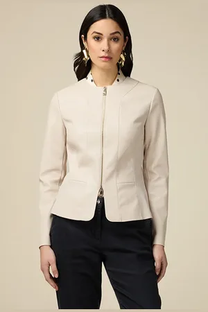 Oltre Slim Fit Winter Jacket In Coated Fabric Natural