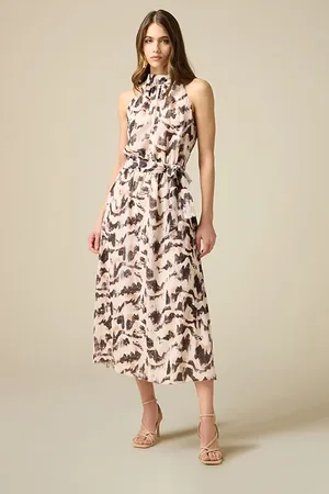 Oltre Long Marble Patterned Dress White
