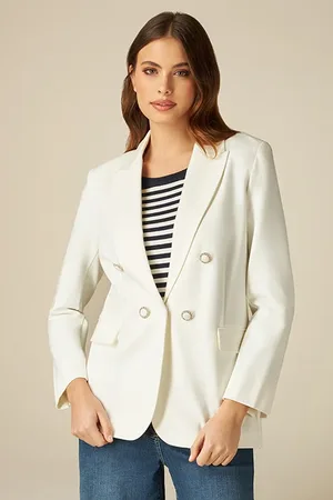 Oltre Milano-stitch Blazer With Jewel Buttons White