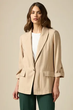 Oltre Viscose Twill Blazer Natural