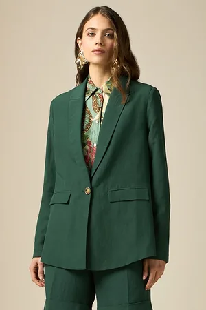 Oltre Linen Blend Blazer Green
