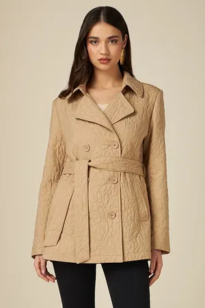 Oltre MatelassÉ Midi Trench Coat Natural
