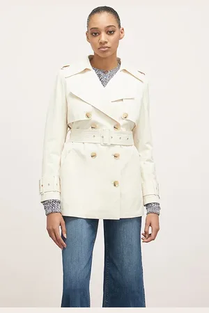 Motivi Short Double-breasted Trench Coat Natural