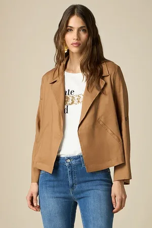Oltre Short Linen Blend Jacket Natural