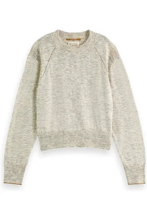 Scotch&Soda Pointelle Detail Crewneck Pullover White Sand Melange
