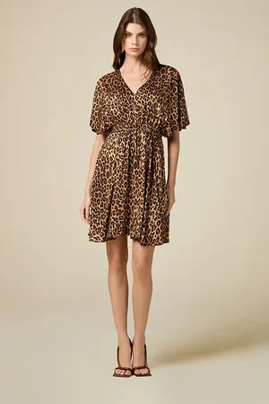 Oltre Short Animal-pattern Dress Natural