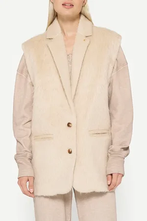 10 days Hairy Sleeveless Blazer Sepia Sand