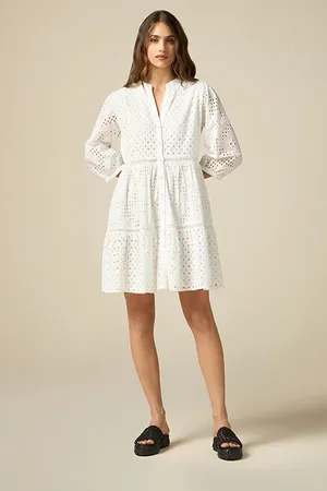 Oltre Broderie Anglaise Short Chemisier Dress White