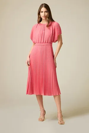 Oltre Pleated Midi Dress Pink