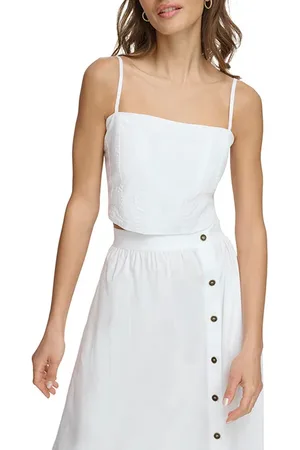 DKNY S/l Poplin Crop Top White