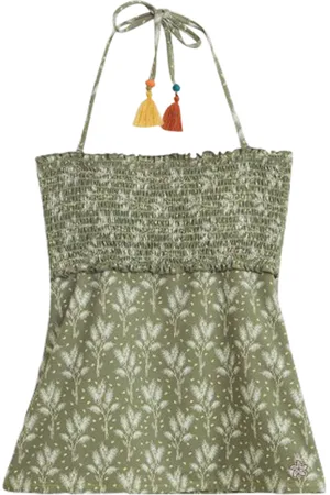 White Stuff Shirring Tankini Green Mlt