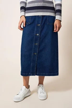White Stuff Colleen Denim Midi Skirt Dark Denim