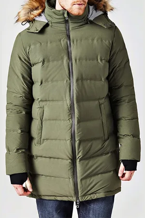 Guess GUESS Long Puffy Jacket Camouflage Green