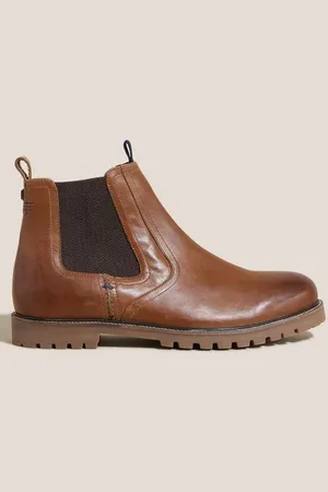 White Stuff Arthur Leather Chelsea Boot Dark Tan