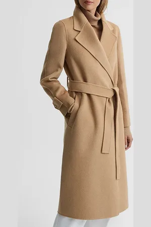 Reiss Agnes-belted Wrap Coat Camel