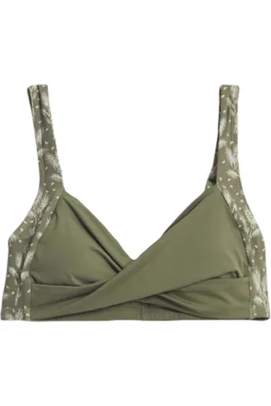 White Stuff Patchwork Panel Bikini Top Green Mlt